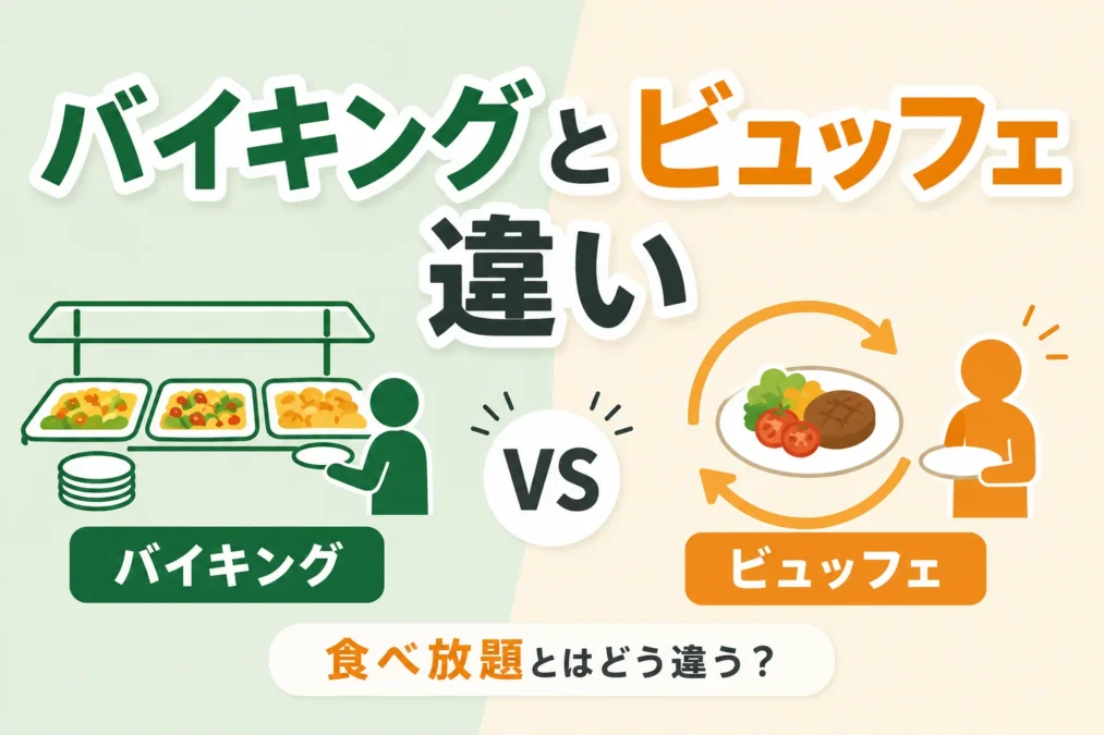 バイキングとビュッフェの違いを比較したイラスト