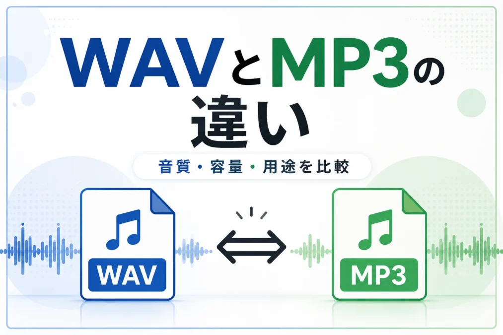 WAVとMP3の違いを音質・容量・用途から比較する記事のアイキャッチ