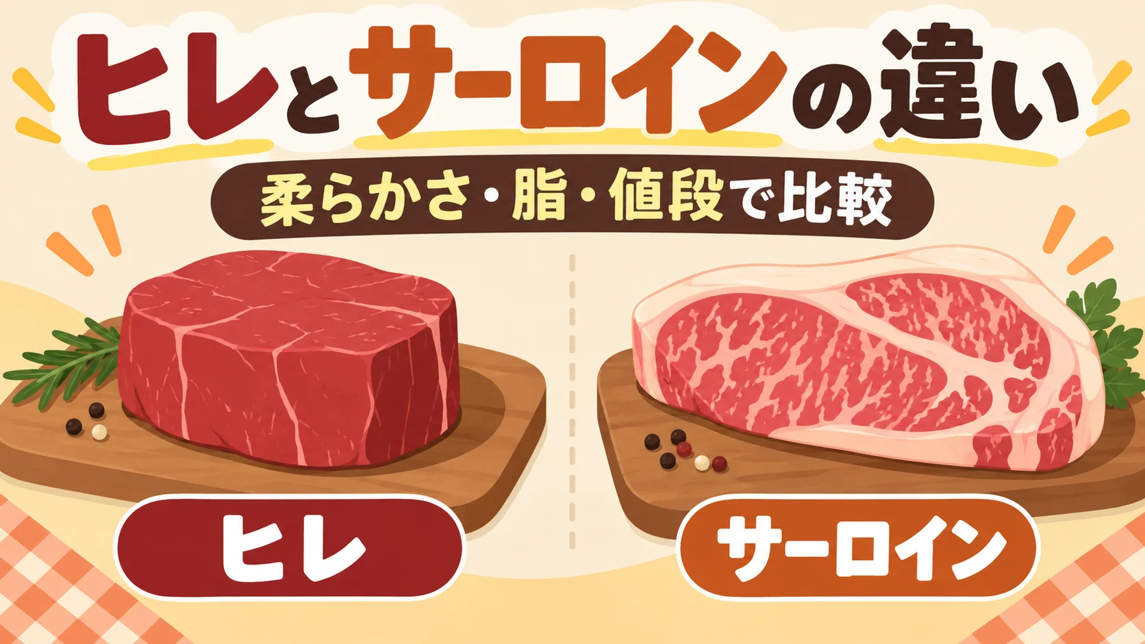 ヒレとサーロインの違いを表したアイキャッチ画像