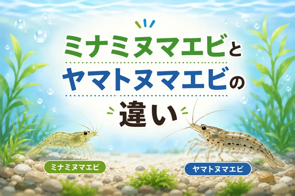 ミナミヌマエビとヤマトヌマエビの違いを表したアイキャッチ画像