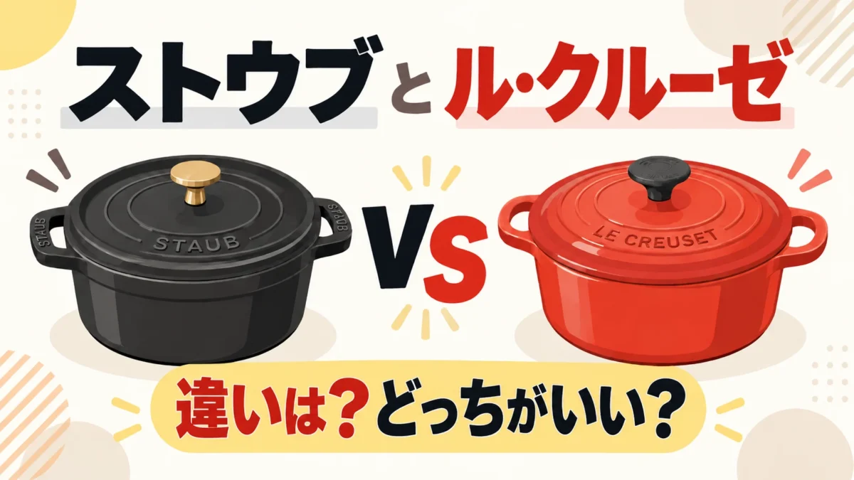 ストウブとル・クルーゼの2つの鍋を比較したアイキャッチ画像